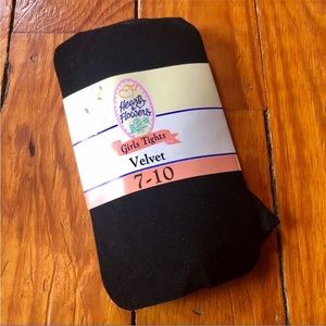 NWT VTG Girl’s Black Velvet Tights / Pantyhose